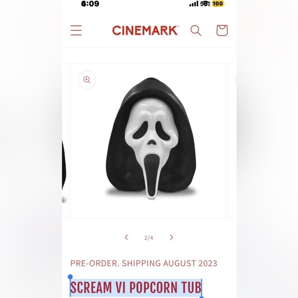 Scream 6 VI Popcorn Bucket Movie 2023 Tub Ghost Face Horror Cinema Collectible - Picture 1 of 5